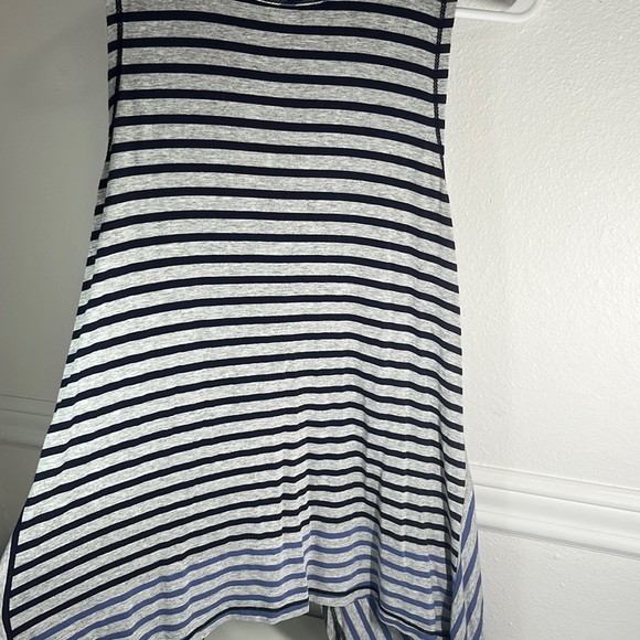 Super cute, open back button closure, striped tank top, dark blue and light blue - Picture 2 of 6